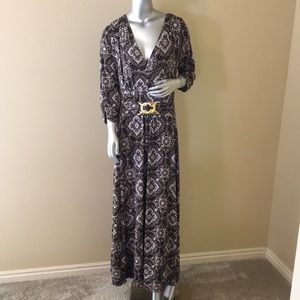 LIZ LANGE Jersey Maxi Dress 3/4 Sleeves